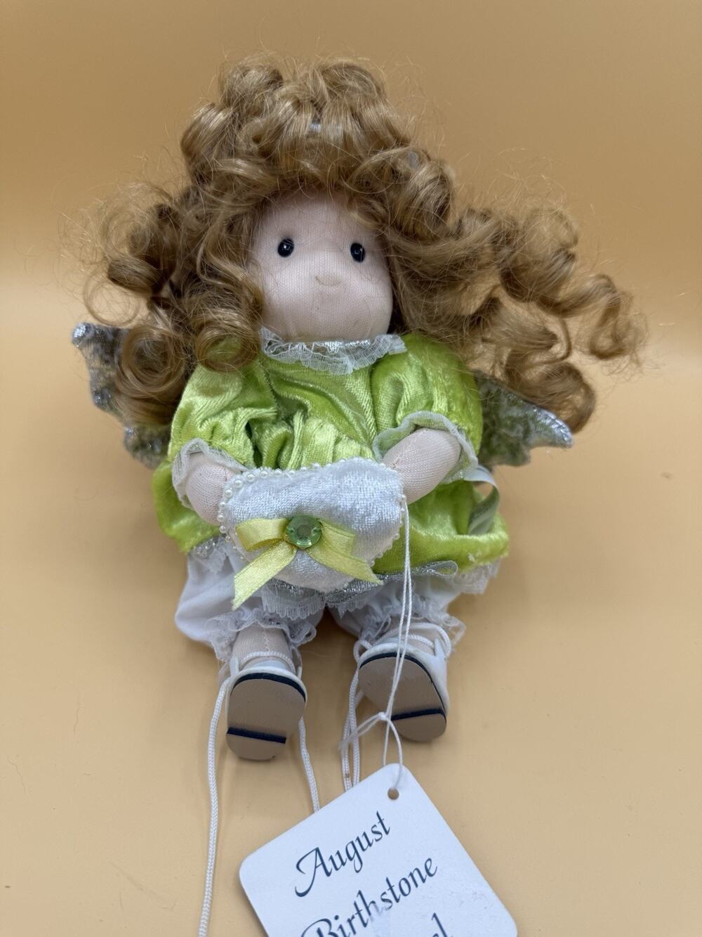Classic Treasures August Birthstone Angel Doll Green Dress 7” w/ TagsW